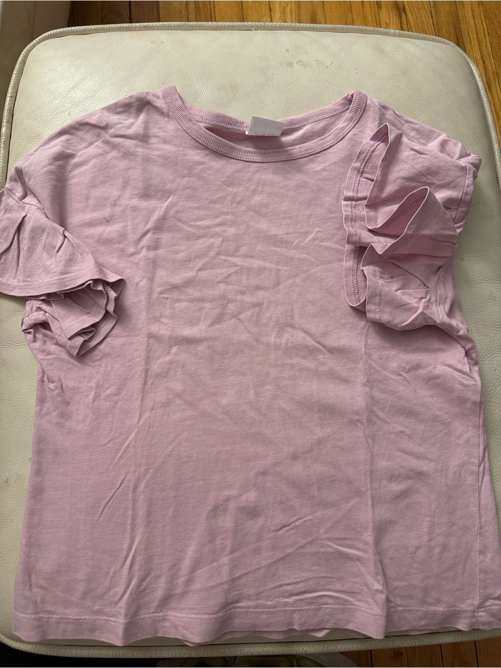Zara Light Pink Ruffle Sleeve Short-Sleeve Tee
